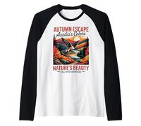 Acadia Senderismo Otoño Costa Naturaleza Amante Camiseta Manga Raglan