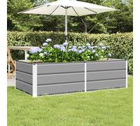 ACAGALA Bancal de metal 160 x 45 cm, rectangular para jardín, de acero, diseño sin suelo, para verduras, frutas, hierbas y flores, color gris claro