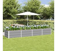 ACAGALA Bancal de metal 320 x 45 cm, rectangular para jardín, de acero, diseño sin suelo, para verduras, frutas, hierbas y flores, color gris claro