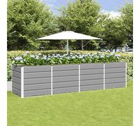 ACAGALA Bancal de metal de 240 x 75 cm, rectangular para jardín, de acero, diseño sin suelo, para verduras, frutas, hierbas y flores, color gris claro