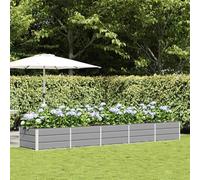 ACAGALA Bancal de metal de 400 x 45 cm, rectangular para jardín, de acero, diseño sin suelo, para verduras, frutas, hierbas y flores, color gris claro