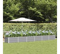 ACAGALA Bancal de metal de 480 x 45 cm, rectangular para jardín, de acero, diseño sin suelo, para verduras, frutas, hierbas y flores, color gris claro