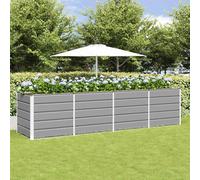 ACAGALA Bancal de metal de 480 x 75 cm, rectangular para jardín, de acero, diseño sin suelo, para verduras, frutas, hierbas y flores, color gris claro