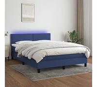 ACAGALA Cama con somier con colchón de 140 x 200 cm, cama con iluminación LED, cama tapizada de tela, cama doble con cabecero regulable en altura en plano, con clavos, marco de cama con somier, color