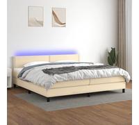 ACAGALA Cama con somier con colchón de 200 x 200 cm, cama con iluminación LED, cama tapizada de tela, cama doble con cabecero regulable en altura en plano, con clavos, marco de cama con somier, color