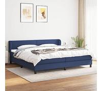 ACAGALA Cama con somier con colchón de 200 x 200 cm | Cama tapizada de tela para cama doble con cabecero regulable en altura | Plano con clavos, color azul