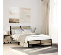 ACAGALA Cama de metal 120x190, espacio de almacenamiento debajo de la cama | Cama individual con cabecero y pie de cama doble bajo de 30 cm de altura, marco de cama con somier y patas de metal