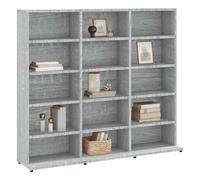 ACAGALA Estantería para CD DVD Blu-ray, soporte para CD con 15 compartimentos, estantería/librería gris Sonoma 100 x 23 x 89,5 cm, estantería de pared para colecciones y vitrina