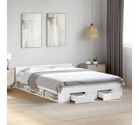 ACAGALA Estructura de cama 160 x 200 cm con cajones y compartimentos, color | Cama de matrimonio con cabecero bajo, estructura de cama con somier de láminas, cama de almacenamiento para dormitorio