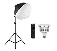 ACAGALA Farol de luz Softbox de 50 cm/19,7 pulgadas con forma de bola plegable + 85 W LED bombilla 3000K-6500K + mando a distancia + trípode de luz de metal de 2 m