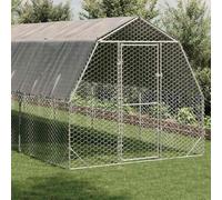 ACAGALA Gallinero de 2,5 x 8 x 2,25 m, 45 m³, cercado para animales pequeños, con polietileno impermeable y paredes laterales de alambre, puerta, gran recinto para animales de compañía, para pollos
