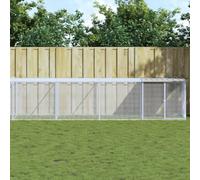 ACAGALA Jaula para pollos con caño 1003 x 98 x 90 cm, gallinero de metal con techo y rejilla y puerta grande, para gallinas, aves de corral, animales pequeños, acero galvanizado, gris claro