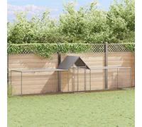 ACAGALA Jaula para pollos con caño 5 x 1 x 1,5 m, 8 m³ gallinero de metal con techo y rejilla y puerta grande, recinto para animales pequeños para pollos, aves de corral, animales pequeños, acero