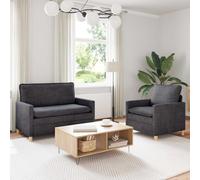 ACAGALA Juego de sofá de 2 piezas, sofá de salón con sofá de 2 plazas de 110 cm y sillón de 1 plaza de 60 cm, juego de sofá moderno, cojín extra grueso de doble capa, color gris oscuro