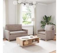 ACAGALA Juego de sofá de 2 piezas, sofá de salón con sofá de 2 plazas de 110 cm y sillón de 1 plaza de 60 cm, juego de sofá moderno, cojín extra grueso de doble capa, color beige