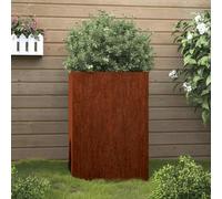 ACAGALA Macetero de metal, 52 x 48 x 75 cm, acero corten, 1 unidad, cuadrado, sin orificio de drenaje, maceta de jardín, macetero, macetero, macetero, macetero, macetero, macetero, color marrón