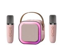 ACAGALA Máquina de karaoke con micrófono inalámbrico, portátil para adultos y niños, altavoz de karaoke BT, iluminación RGB, altavoz, ampliable, tarjeta TF 64G, auriculares tipo C