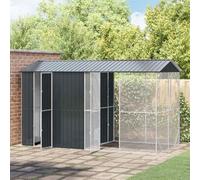 ACAGALA Pajarera de 210 x 442 x 247 cm, jaula para pájaros de metal, resistente a la intemperie, con 2 puertas y alambre galvanizado, exterior para pájaros, conejos, patos, gallinas