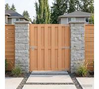 ACAGALA Puerta de jardín 100 x 112 cm, valla de jardín con cierre deslizante, WPC, resistente a la intemperie, puerta exterior para jardín, terraza, protección visual, puerta de plástico unida a