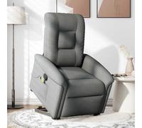 ACAGALA Sillón de masaje con ayuda para levantarse y tumbarse manual, sillón reclinable individual, con 6 puntos de masaje, vibración, sillón de TV para salón, tela, gris oscuro