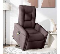 ACAGALA Sillón de masaje con ayuda para levantarse y tumbarse manual, sillón reclinable individual, con 6 puntos de masaje, vibración, sillón de TV para salón, tela, marrón oscuro