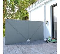 ACAGALA Toldo lateral plegable, 400 x 200 cm, gris, estor lateral, protección visual y protección solar, opaco, resistente a los rayos UV y a la intemperie, impermeable, montaje en pared para balcón