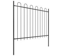 ACAGALA Valla decorativa de jardín de metal, 10 piezas, valla sin zanja, total 1781,5 x 150 cm, elementos de valla con arco redondo para jardín, perros y fronteras paisajísticas, color negro