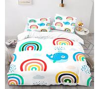AcaimE Arcoiris Funda Nordica Cama 90 Infantil Poliéster Viene con 2 Fundas De Almohada De 40X75Cm. Funda Nordica Infantil Antiarrugas Sin Hierro 135X200Cm