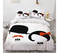 AcaimE Funda Edredon Romantica Amor Love 220 X 240 Cm Funda Nordica Cama 150 Poliéster Viene con 2 Fundas De Almohada De 40X75Cm. Antiarrugas Sin Hierro