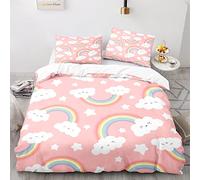 AcaimE Funda Nordica Cama 150 Infantil Arcoiris Poliéster Funda Edredon 220 X 240 Cm Viene con 2 Fundas De Almohada De 40X75Cm. Antiarrugas Sin Hierro