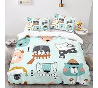 AcaimE Funda Nordica Infantil Animales Nórdicos 220 X 240 Cm Funda Nordica 150 Poliéster Viene con 2 Fundas De Almohada De 40X75Cm. Antiarrugas Sin Hierro