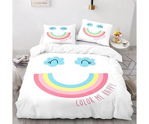 AcaimE Juego de Cama 90 Arcoiris Poliéster Funda Nordica 135x200cm Viene con 2 Fundas De Almohada De 40x75cm. Antiarrugas Sin Hierro