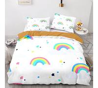 AcaimE Poliéster Funda De Edredón Arcoiris Antiarrugas Sin Hierro 155X220Cm Funda Nordica Cama 105 Infantil Viene con 2 Fundas De Almohada De 40X75Cm.