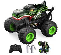 ACAMMZAR Coche Teledirigido, Dinosaurio Monster Truck Radiocontrol, 2.4GHz 20+Km/h RC Stunt Coche, Crawler Camiones con Luz Led y Música,de Juguete para niños de 4 6 8 9 12 años Adulto