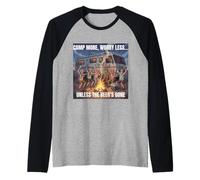 Acampa más, preocúpate Menos... a Menos Que la Cerveza se Haya ido al Aire Libre Diversión Camiseta Manga Raglan