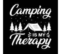 Acampar es mi terapia, acampar, senderismo, aventura al aire libre, gráfico, tipografía divertida, eslogan Pegatinas de pared 54.6x59.9cm No se cae Blanco