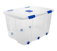 Acan Cajas de Almacenaje Resistentes - Con Ruedas, 133 L - Transparente - Rectangular - Sólido - Plástico