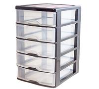 Acan - Cajonera de plástico negro 5 cajones 28.5 x 21.5 x 17.5 cm