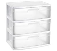 Acan - Cajonera Nilo de plástico 3 cajones de Color Blanco 60 x 56 x 39.5 cm Cajonera es tamaño Doble Folio Grande Transparente Multiusos Ideal para Empresas, oficinas y hogares, etc.