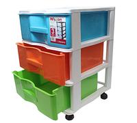 Acan Cajonera Wagon 3 cajones Multicolores con 4 Ruedas 52.5 x 38 x 39 cm