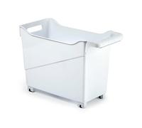 ACAN Carrito de plástico Multiusos con Ruedas y asa Nº3 - Cesta organizadora para Productos de Limpieza, baño, Cocina - 26 x 18 x 38 cm - Color Blanco