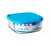 Acan Frigoverre - Fiambrera cuadrada de cristal con tapa de plástico, contenedor para alimentos de vidrio 100 cl, 19 x 19 x 8 cm