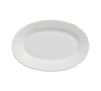 Acan Fuente Ovalada Fabricada en Vidrio Opal, Ideal para Servir postres, Aperitivos o Comidas, Apto para lavavajillas. 2 x 15 x 22 cm