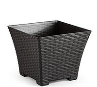 Acan - Maceta Rattan de plástico Cuadrada 30 cm (sin Agujeros y sin Plato) en Color wenque, macetero, Jardinera, Soporte para Flores