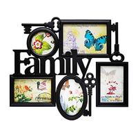 Acan Marco para fotos de pared múltiple, decoración del hogar. Multimarco portafotos de PVC (5 Fotos, Negro)