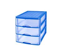 Acan Mini - Cajonera de plástico 3 cajones Azul 17 x 13.5 x 17 cm