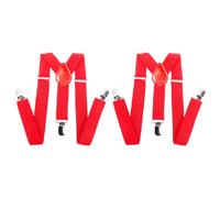 Acan Pack de 2 Tirantes poliéster, complemento para Disfraz de Payaso, mimo, Trajes, Carnaval, Halloween, Cosplay, Fiesta, Talla única, Adulto, Rojo