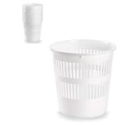Acan Pack de 6 Papeleras de Plástico blanco Para Despacho Oficina Cubo Rejilla de Plástico Cubo de Basura para Oficina, 28 x 27,5 cm