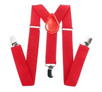 Acan Tirantes poliéster, complemento para disfraz de payaso, mimo, trajes, carnaval, halloween, cosplay, fiesta, talla única, adulto, rojo