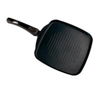 Acan Tradineur - Asadora Grill de Aluminio, Plancha, sartén Cuadrada con Mango, válida para inducción, Antiadherente, Libre de PFOA (Negro - 27 x 27 cm)